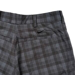 Nike Golf Grey Black Plaid Flat Front Trousers Pants Womens 30x28